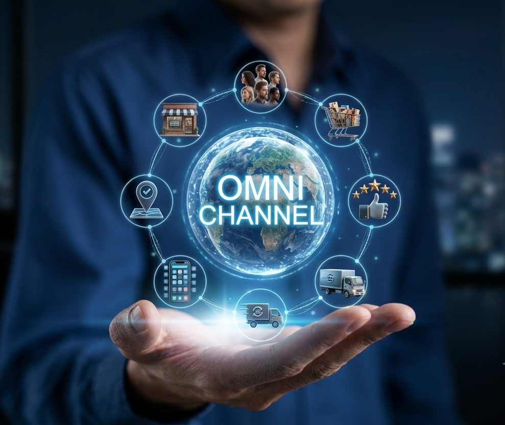 Omnichannel concept &mdash; one customer record across every channel
